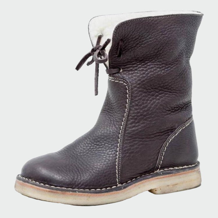 Tie-front lined ankle boots for women