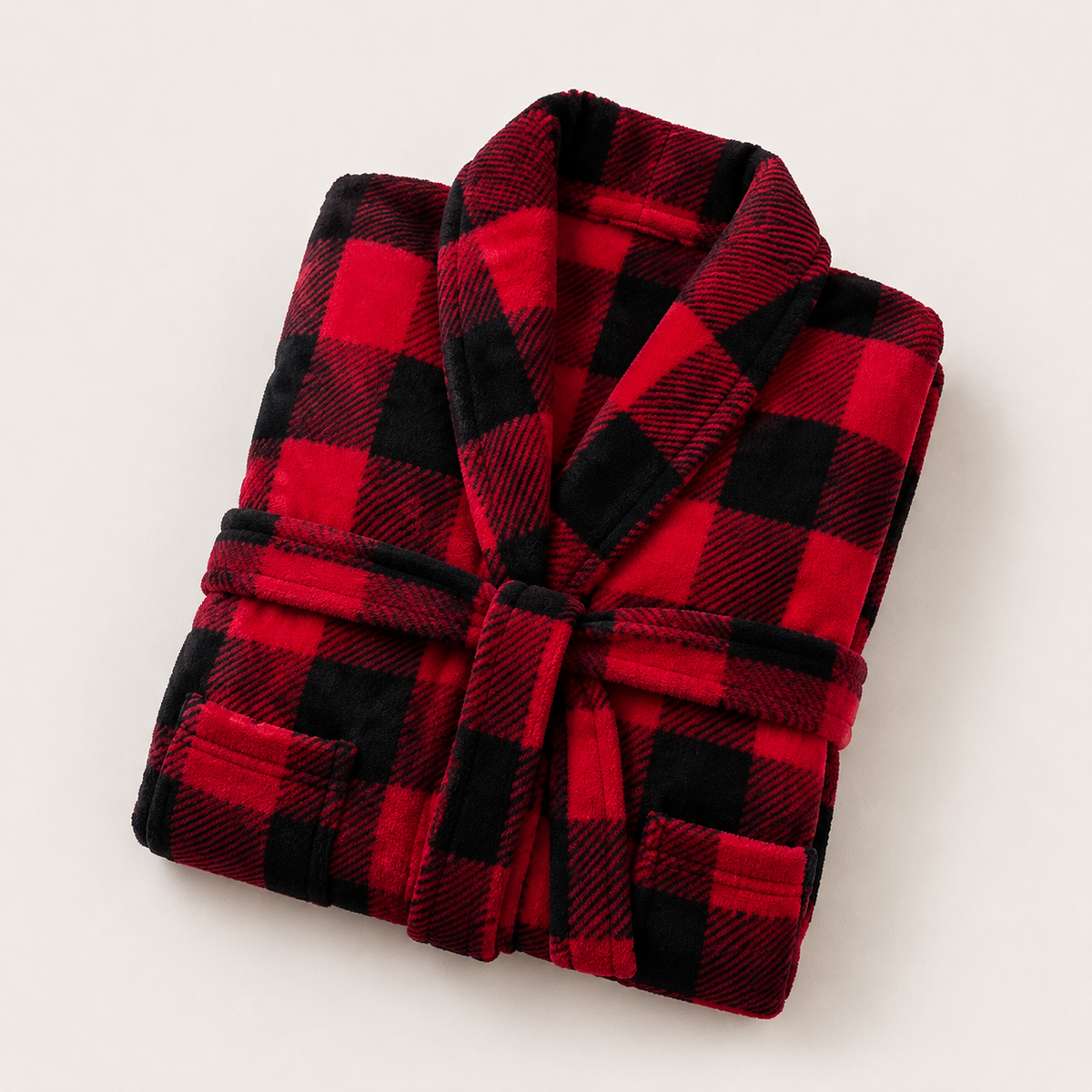 Shawl collar plush fleece robe for women