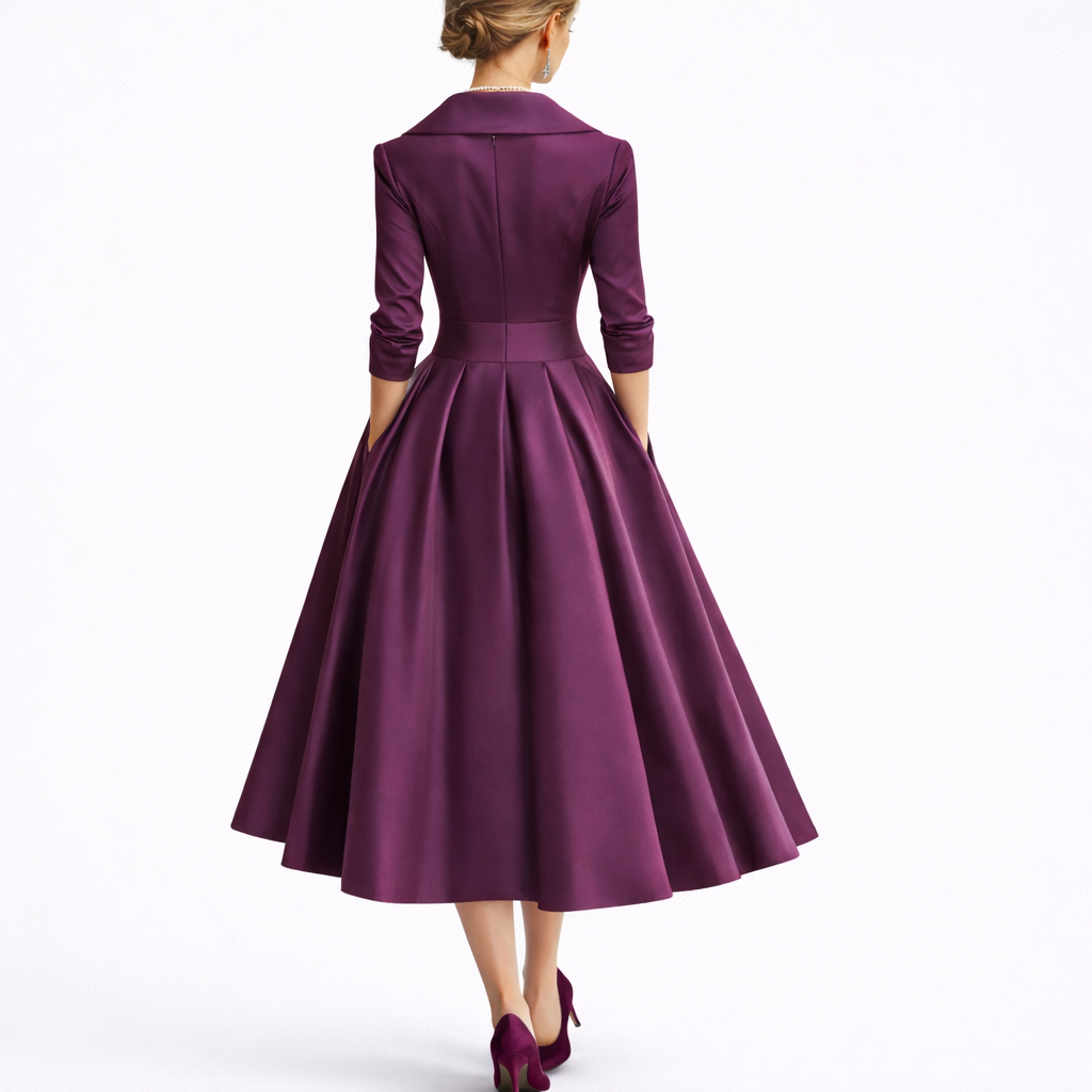 Notch collar Christmas party dress for women