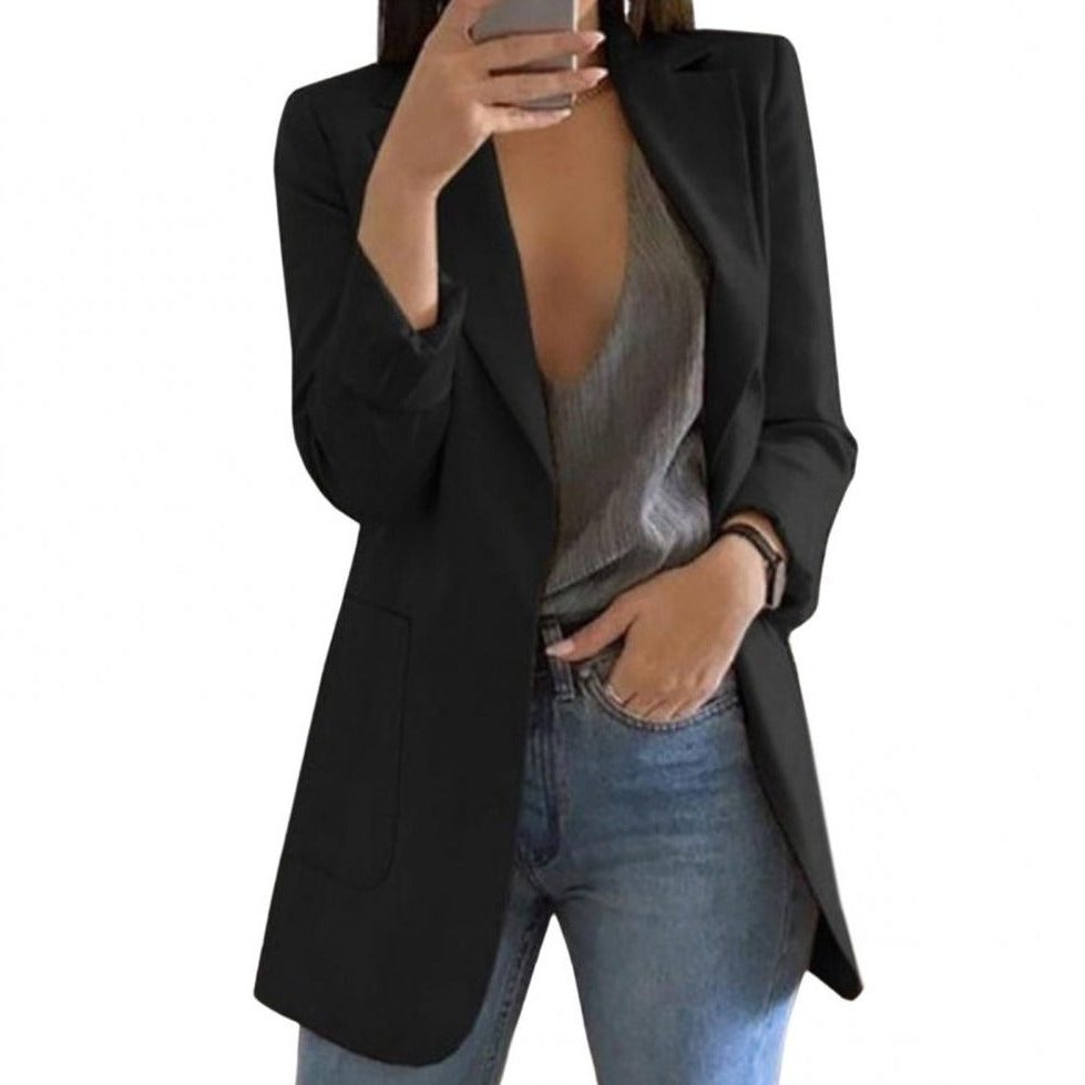 Longline blazer in apricot for women