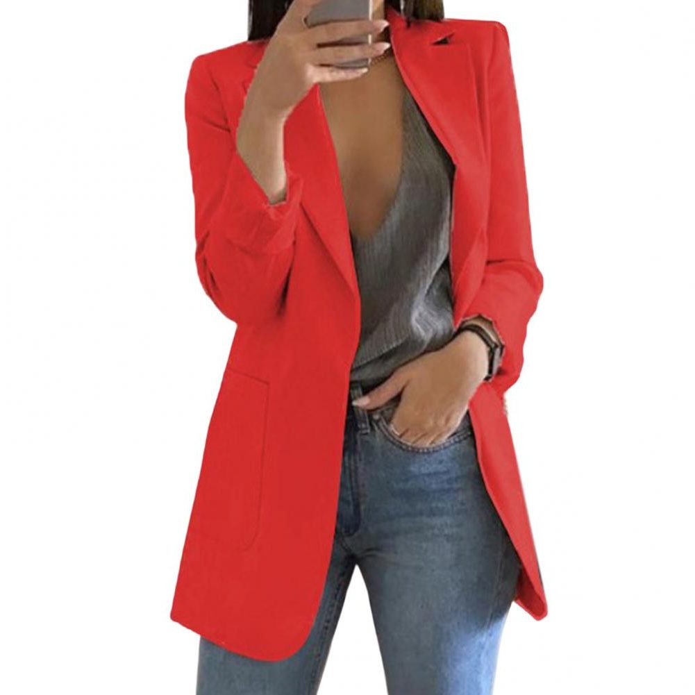 Longline open front blazer for women