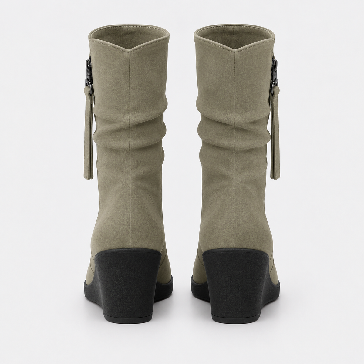 Suede-look Chelsea platform wedge boots for women