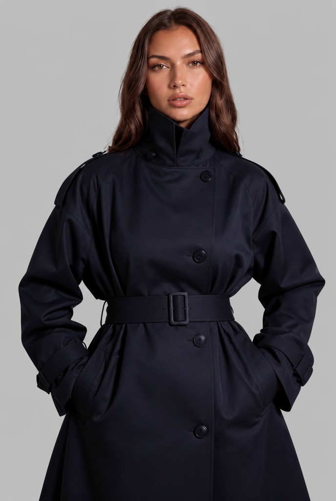 Longline trench style belted coat for women