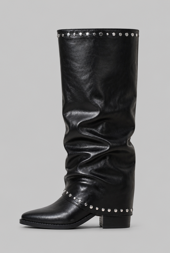 Sequin knee-high slouch boots for women