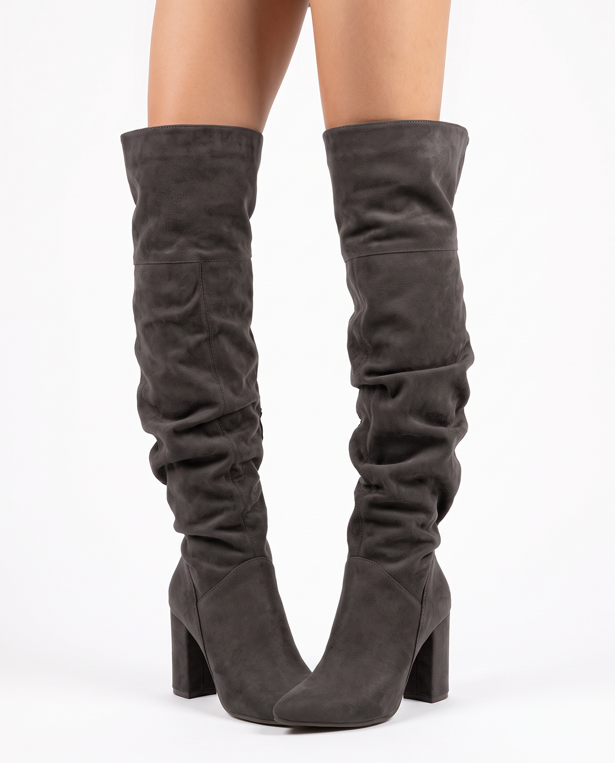 Camilla women's slouchy over-the-knee boots - Dark Gray