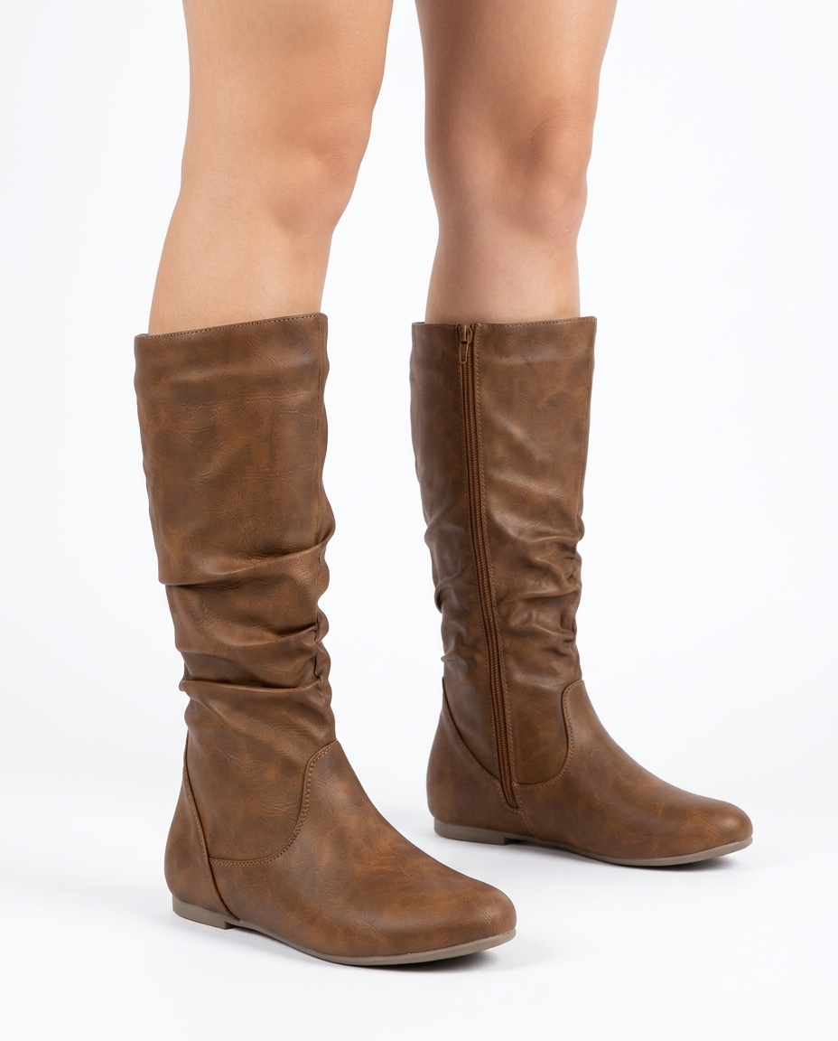 Briallen women's ruched mid-calf slouch boots - Light Brown