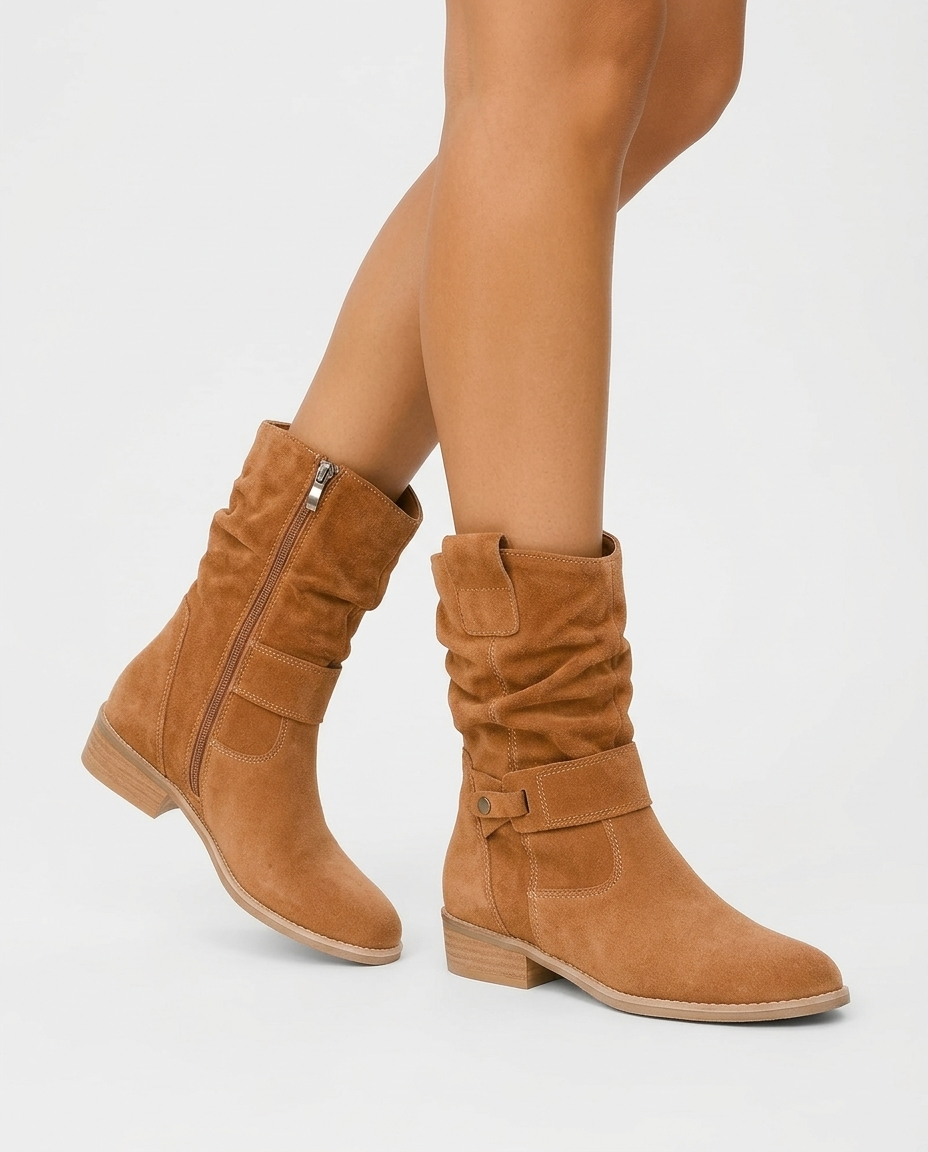 Linden women's buckled ankle slouch boots - Brown