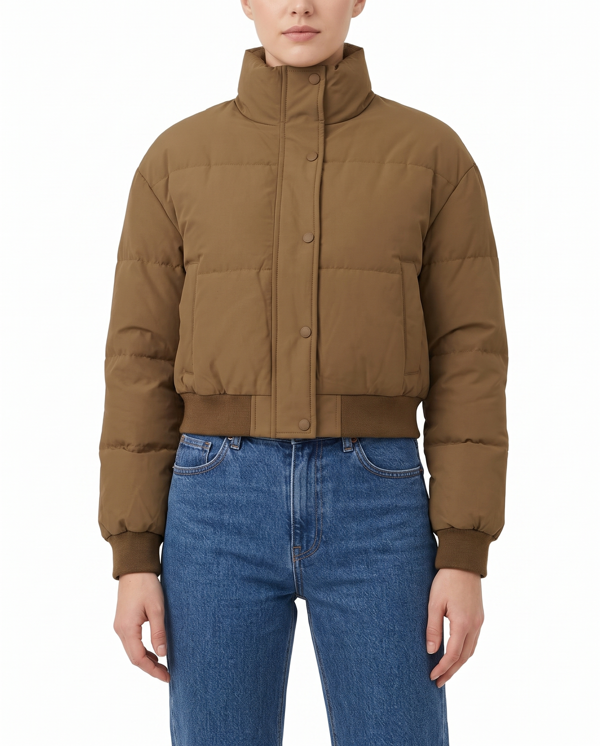 Maelle women's padded cropped bomber jacket - Brown