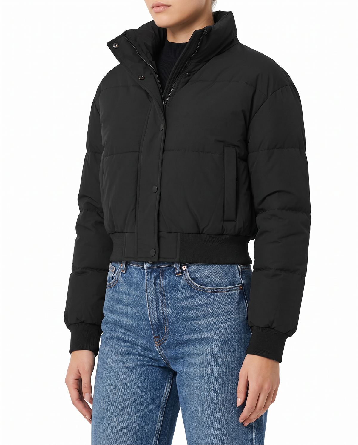 Maelle women's padded cropped bomber jacket - Black