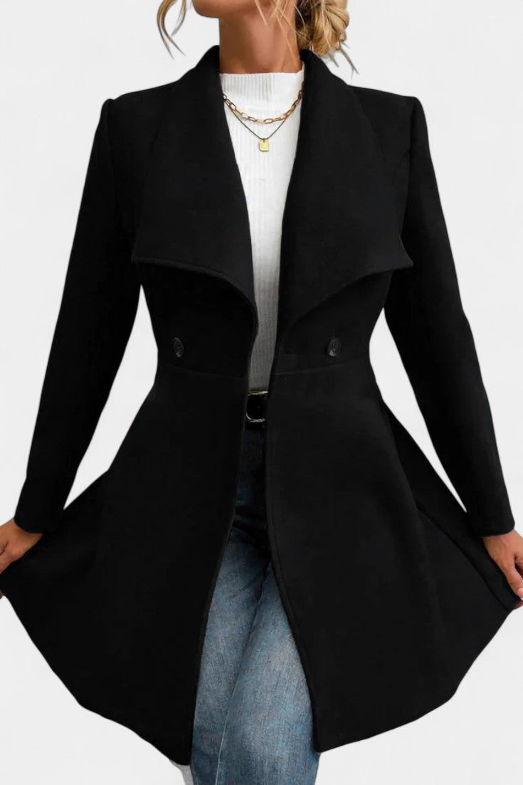 Fitted waist tailored peplum coat for women