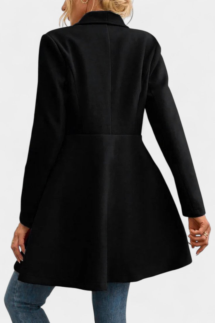 Fitted waist tailored peplum coat for women