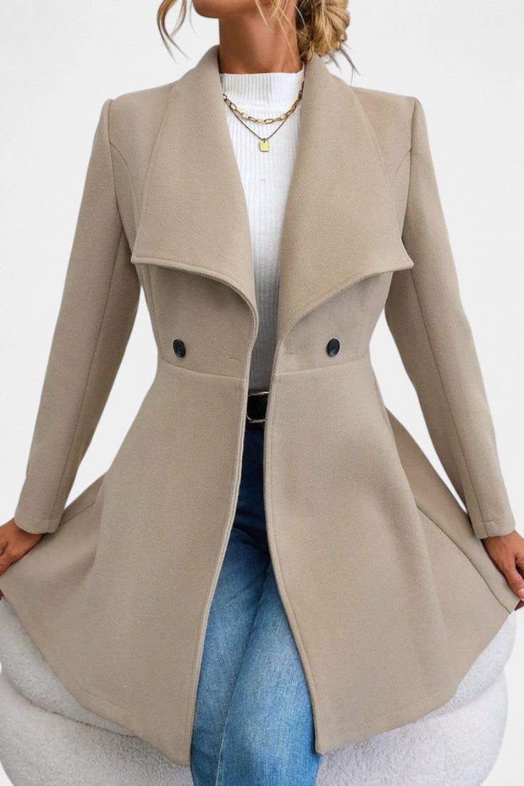 Fitted waist tailored peplum coat for women
