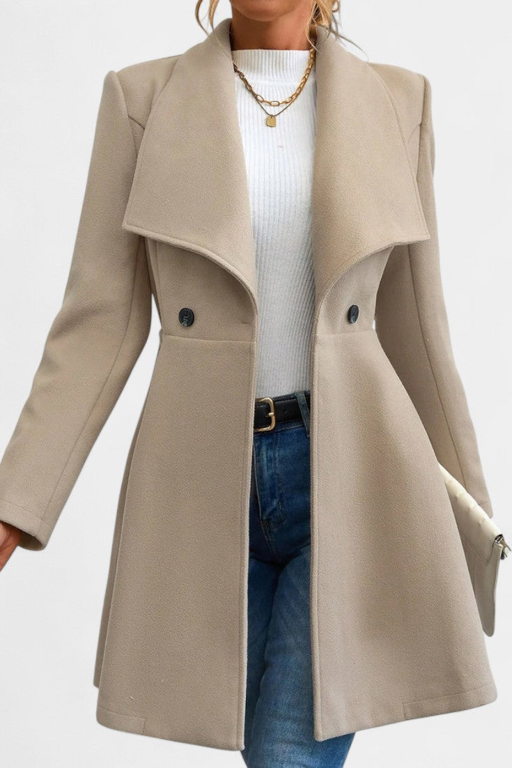 Fitted waist tailored peplum coat for women