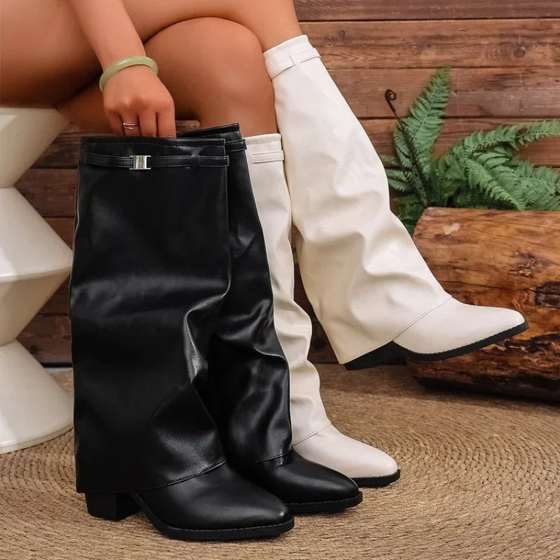 Pointed toe knee boots women