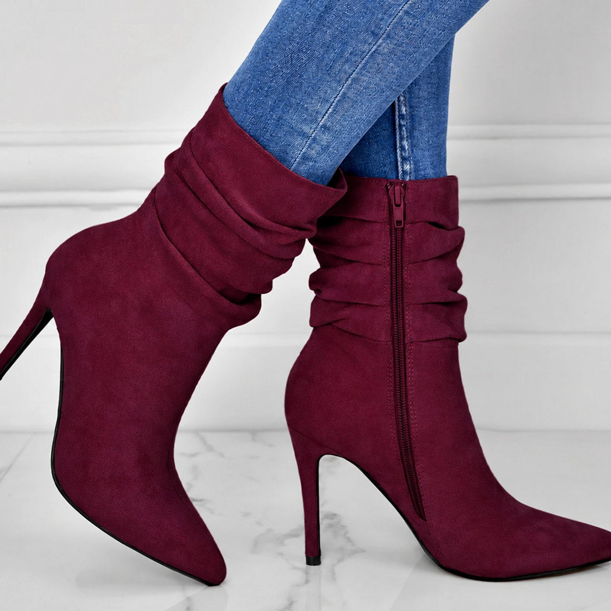 Stiletto heel slouch ankle boots for women