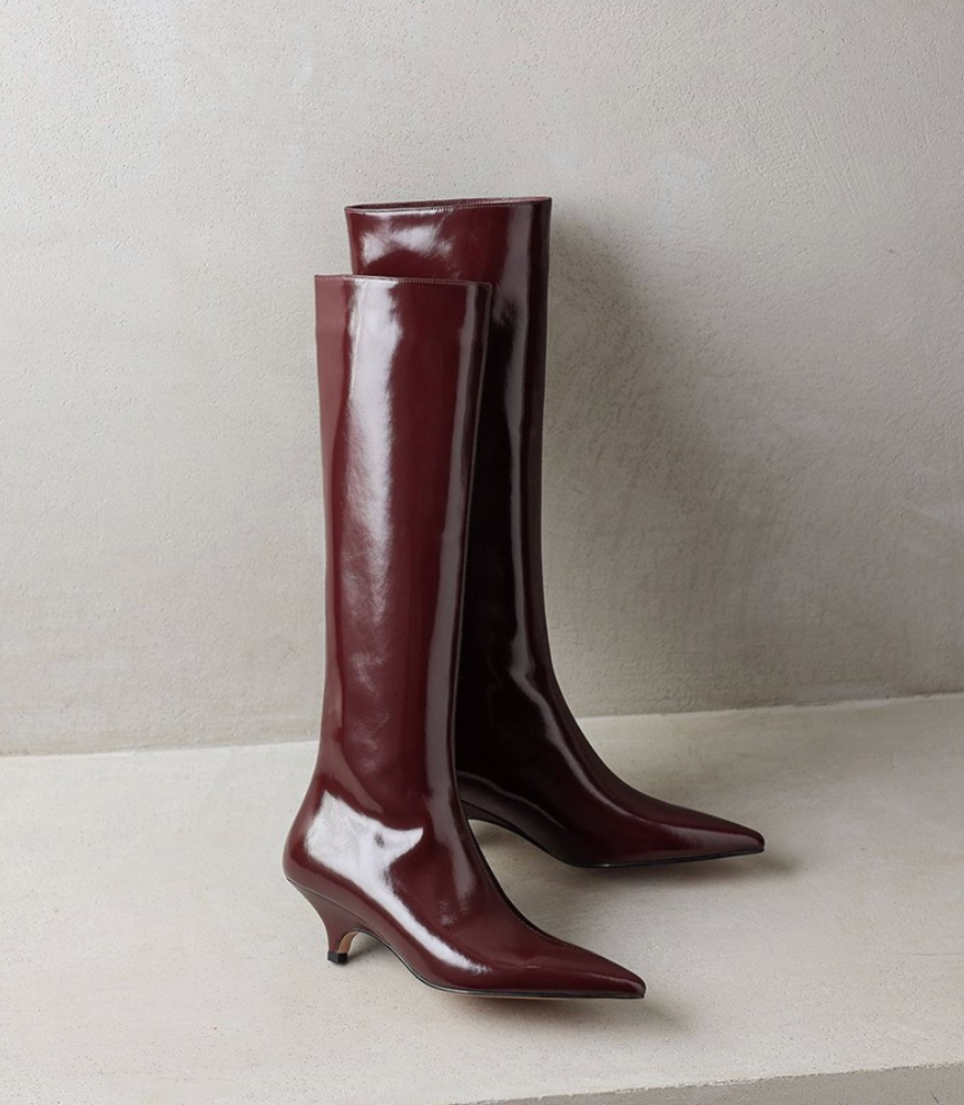 Wide calf kitten heel boots for women