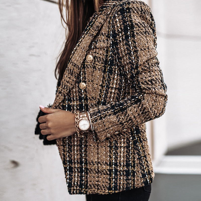 Textured plaid blazer for women