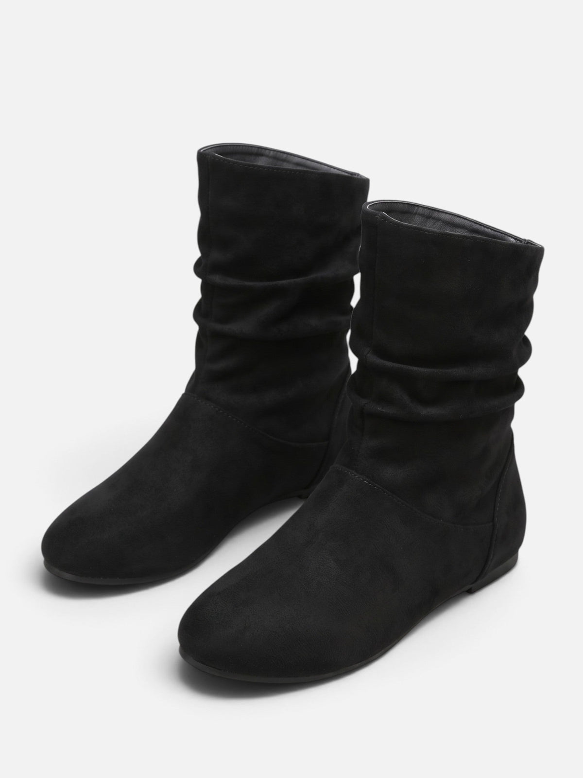 Slouchy suede-look mid-calf boots for women