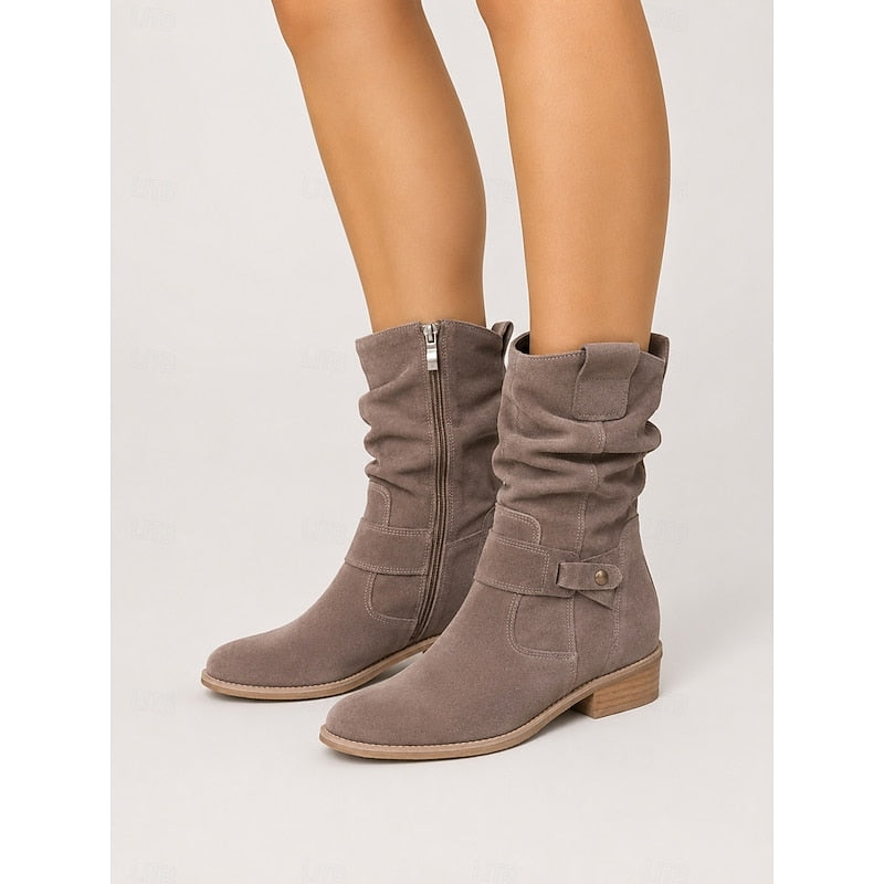 Buckled ankle slouch boots for women