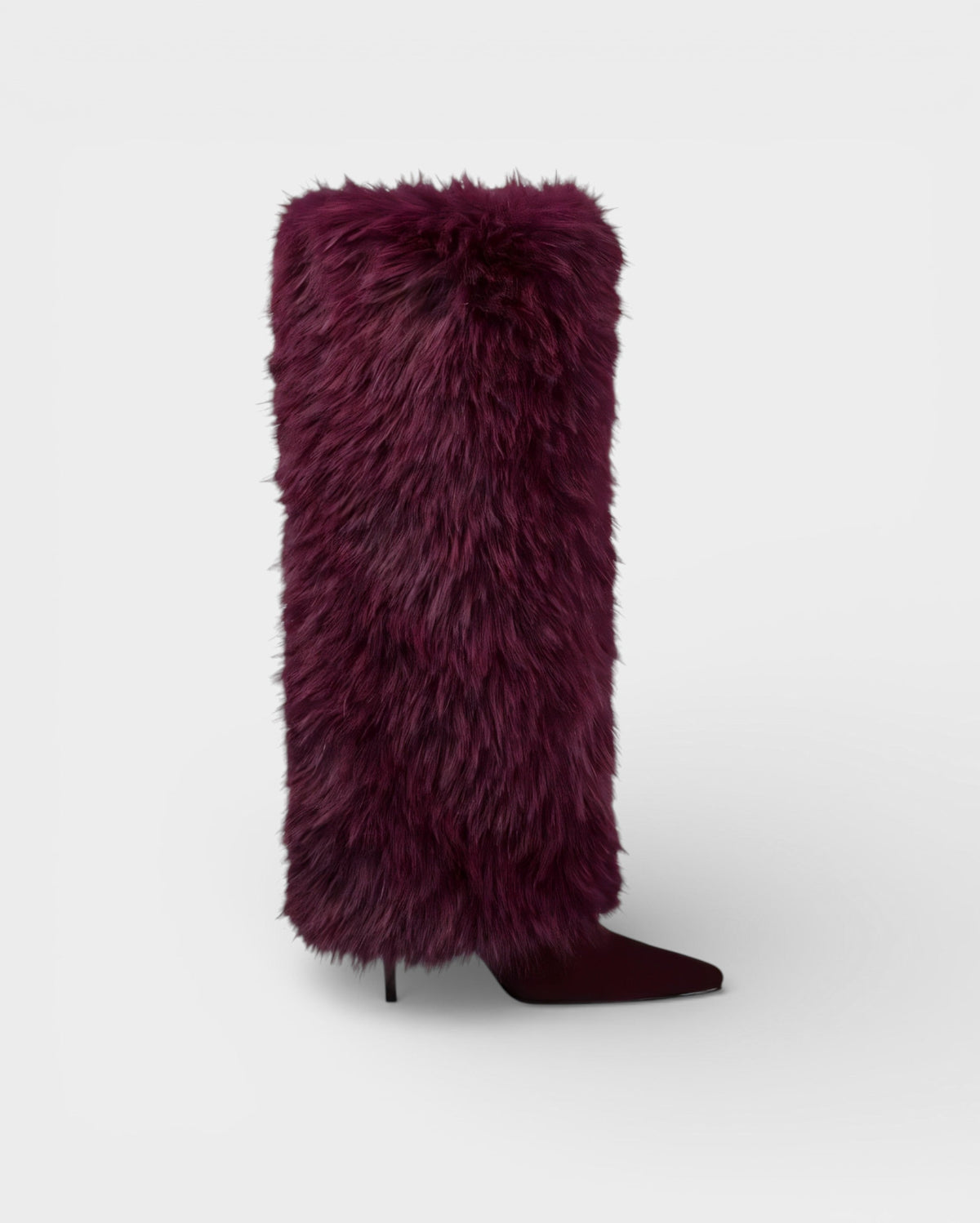 Faux fur knee-high boots in red or black for women