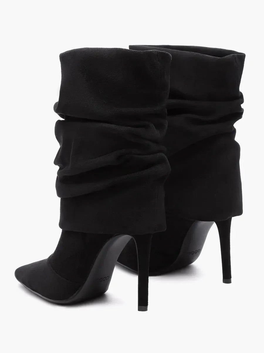 Suede-look stiletto ankle slouch boots for women
