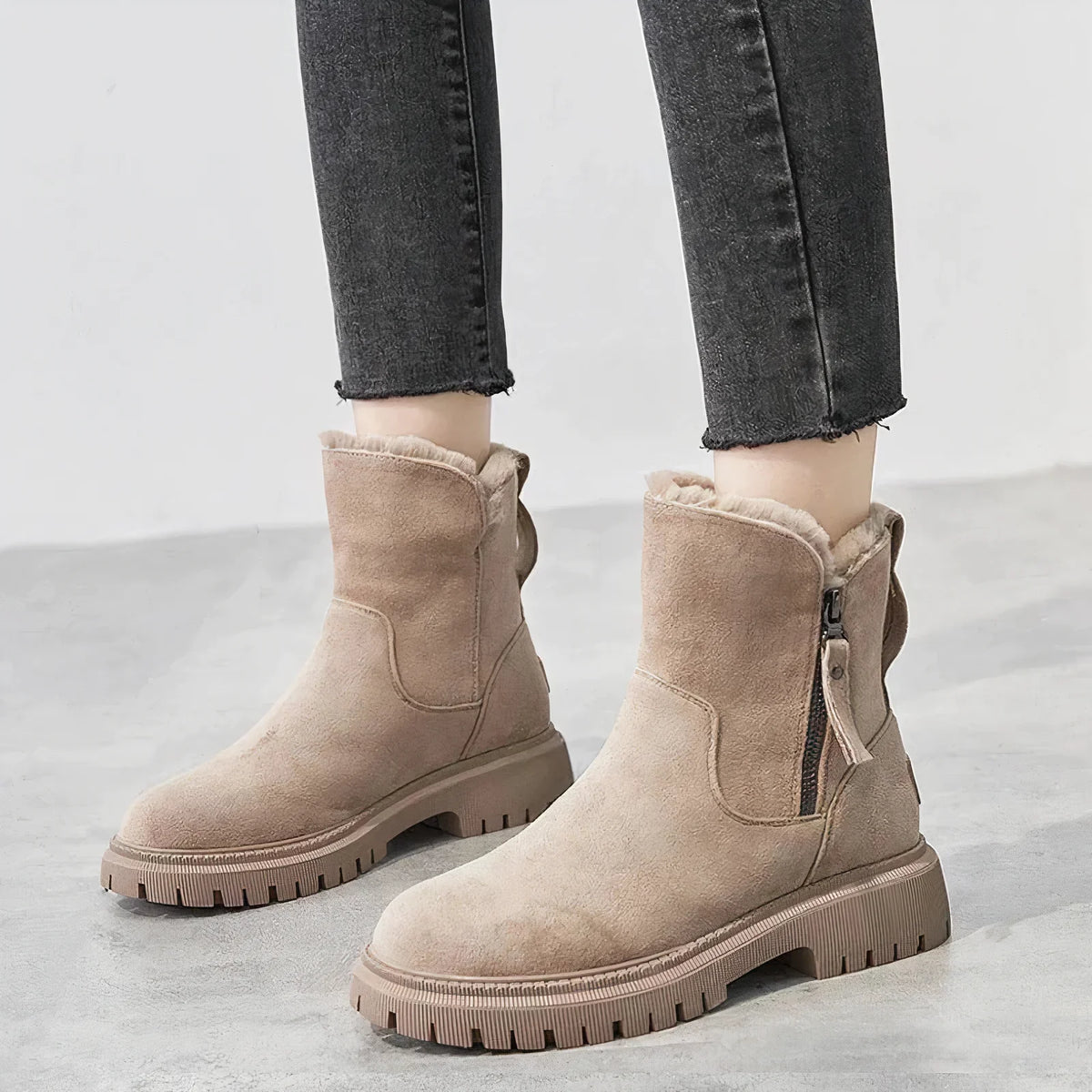 mid-calf shearling snow boots for women