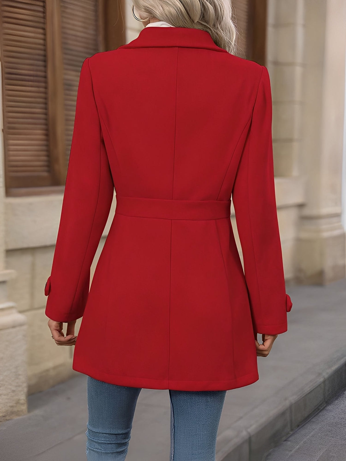 Fitted trench coat for women in khaki, apricot, black or bright red
