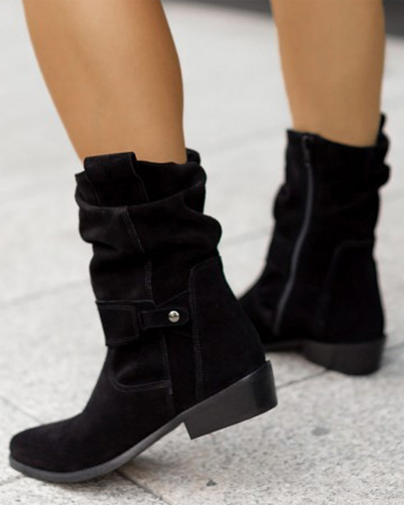 Slouchy pointed toe suede-look boots for women