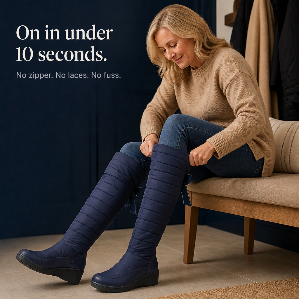 Waterproof quilted over-the-knee winter boots for women