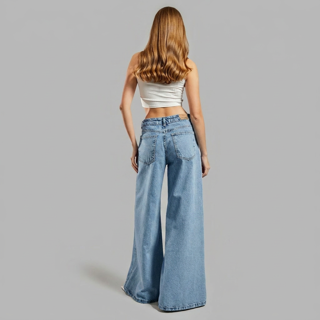 Pearl slit wide leg jeans for women