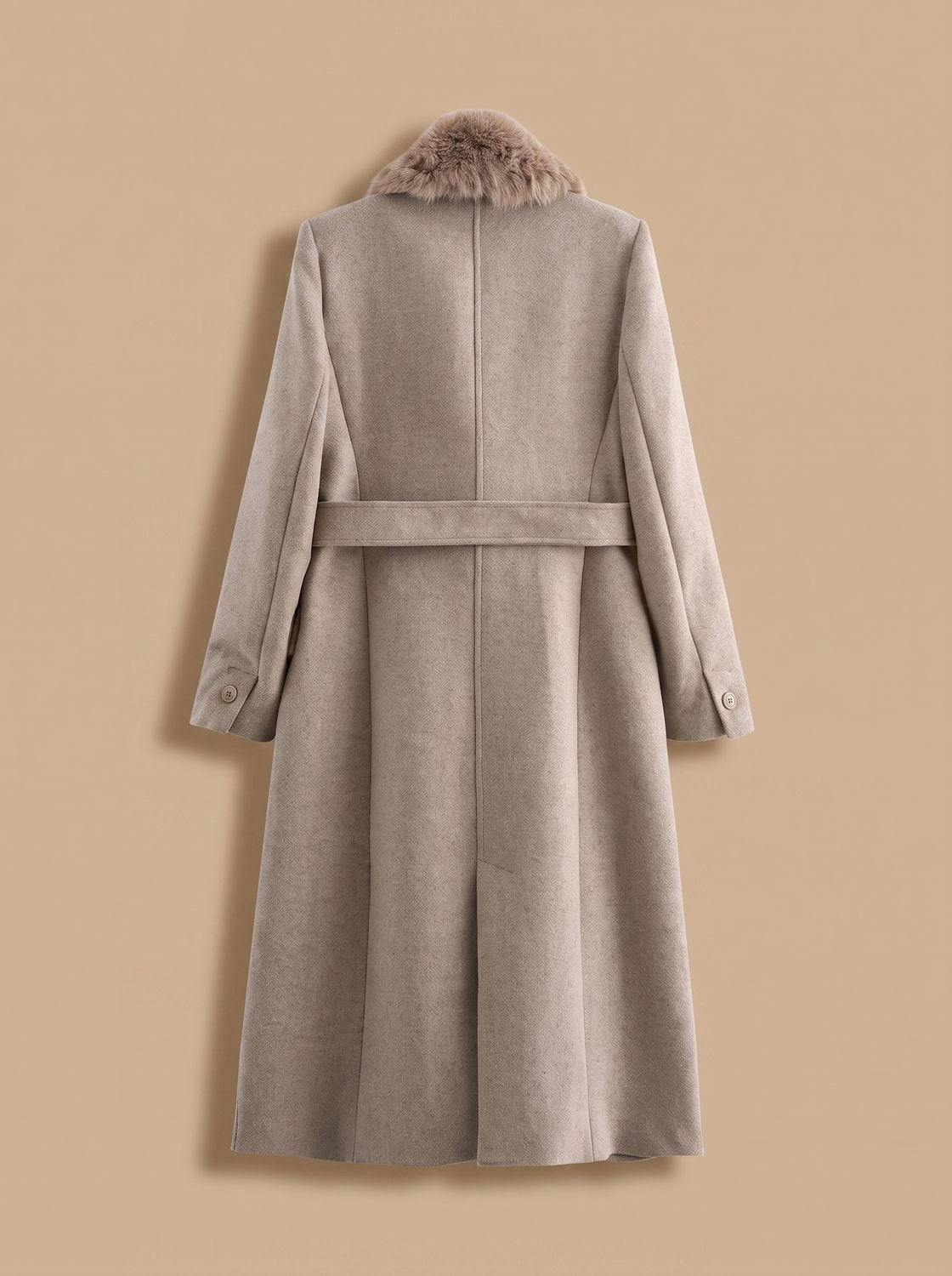 Faux fur longline belted coat for women