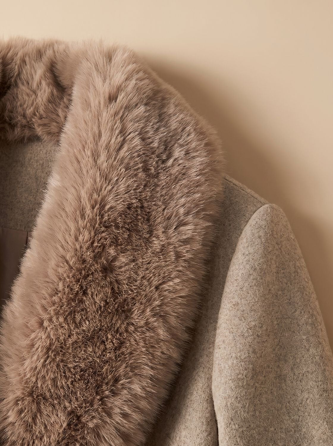 Faux fur longline belted coat for women