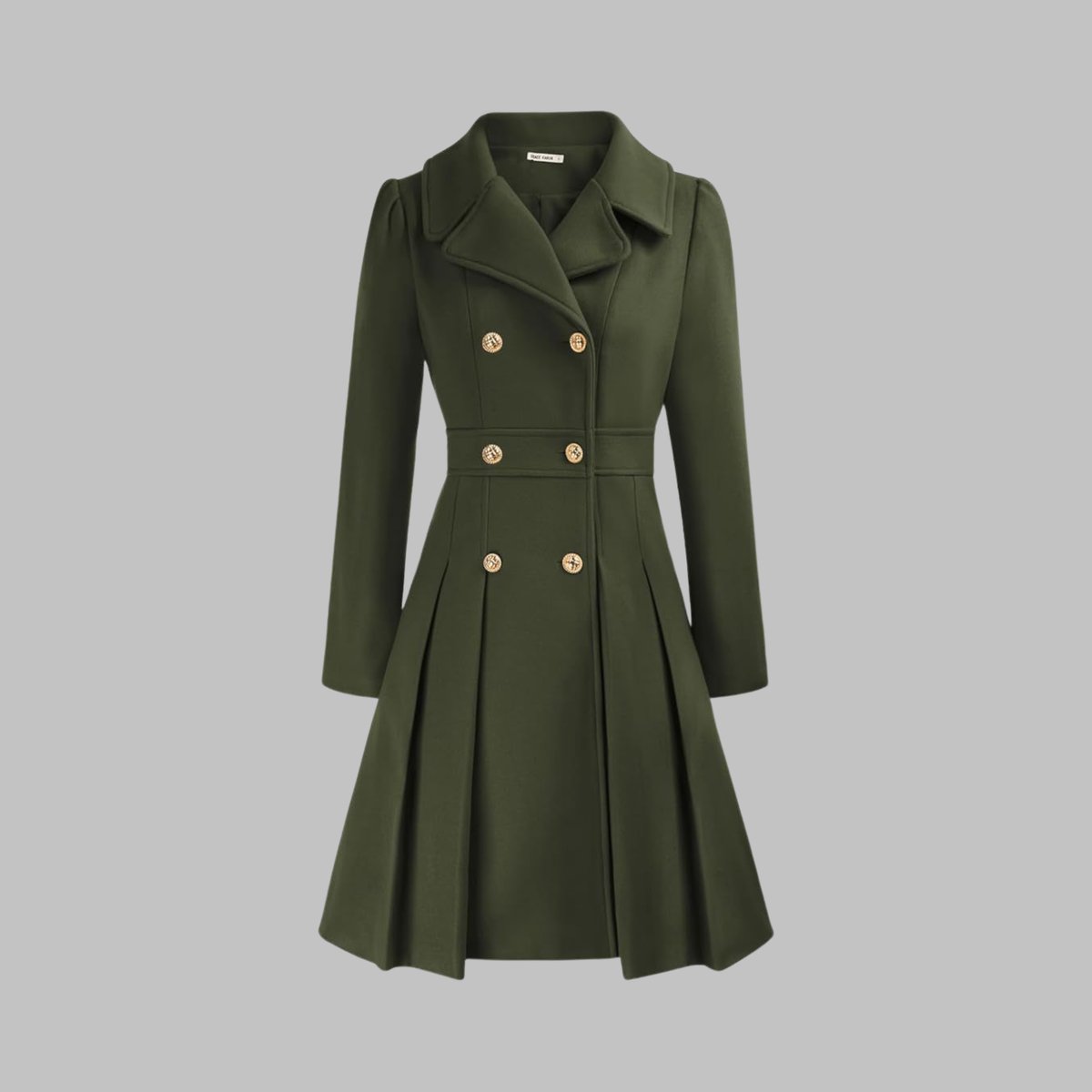 Double-breasted pleated peplum coat for women