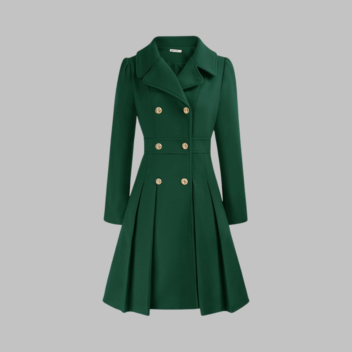 Double-breasted pleated peplum coat for women
