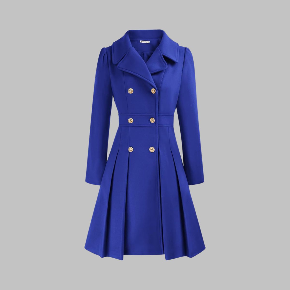 Double-breasted pleated peplum coat for women