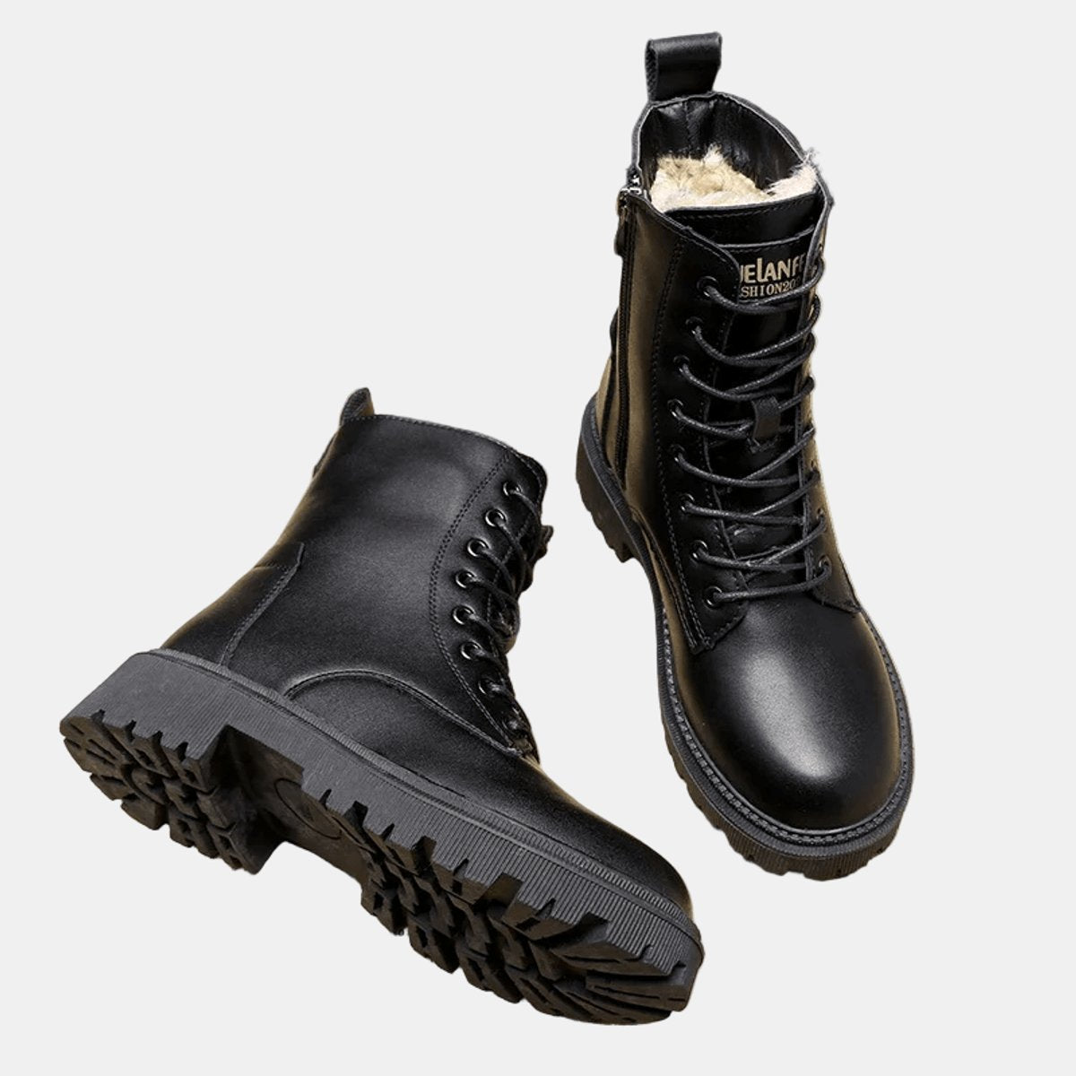 Leather-look lace-up snow boots for women