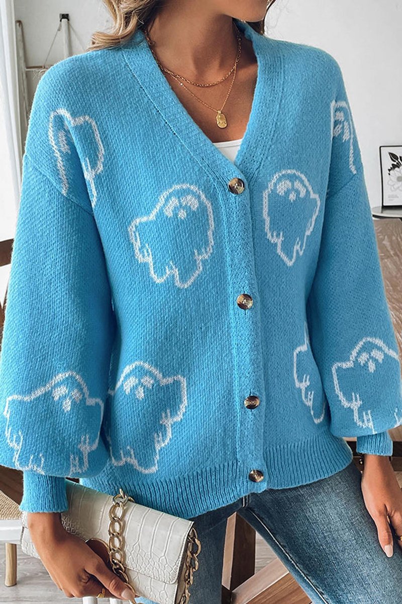 Halloween ghost button-front cardigan for women