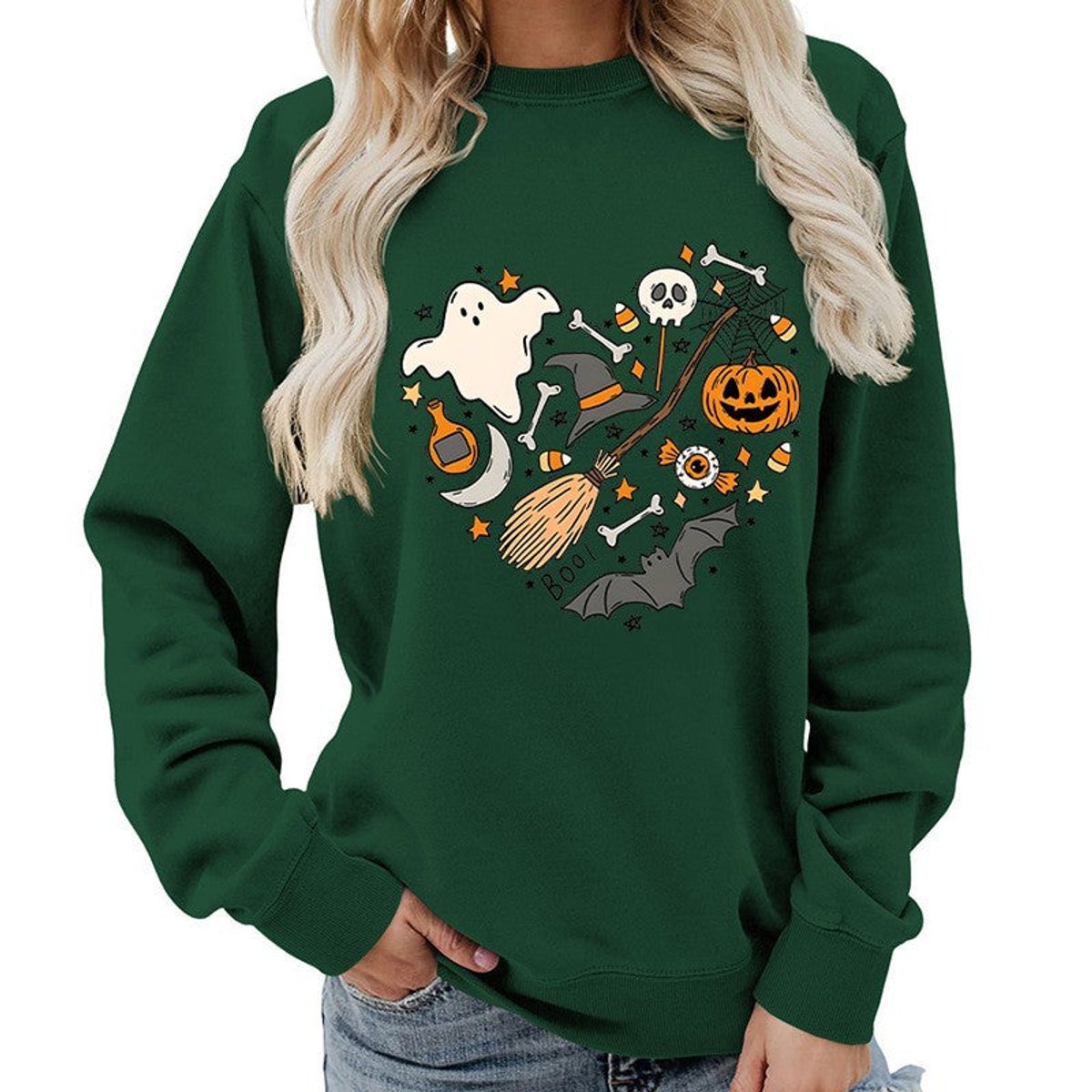 Halloween heart graphic sweatshirt for women