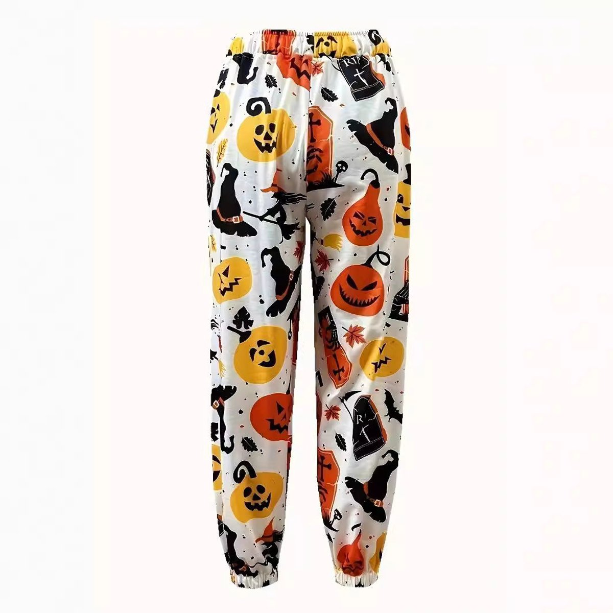 Halloween print jogger pants in white for women