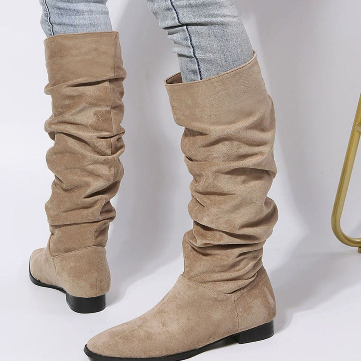 Slouchy knee high boots for women