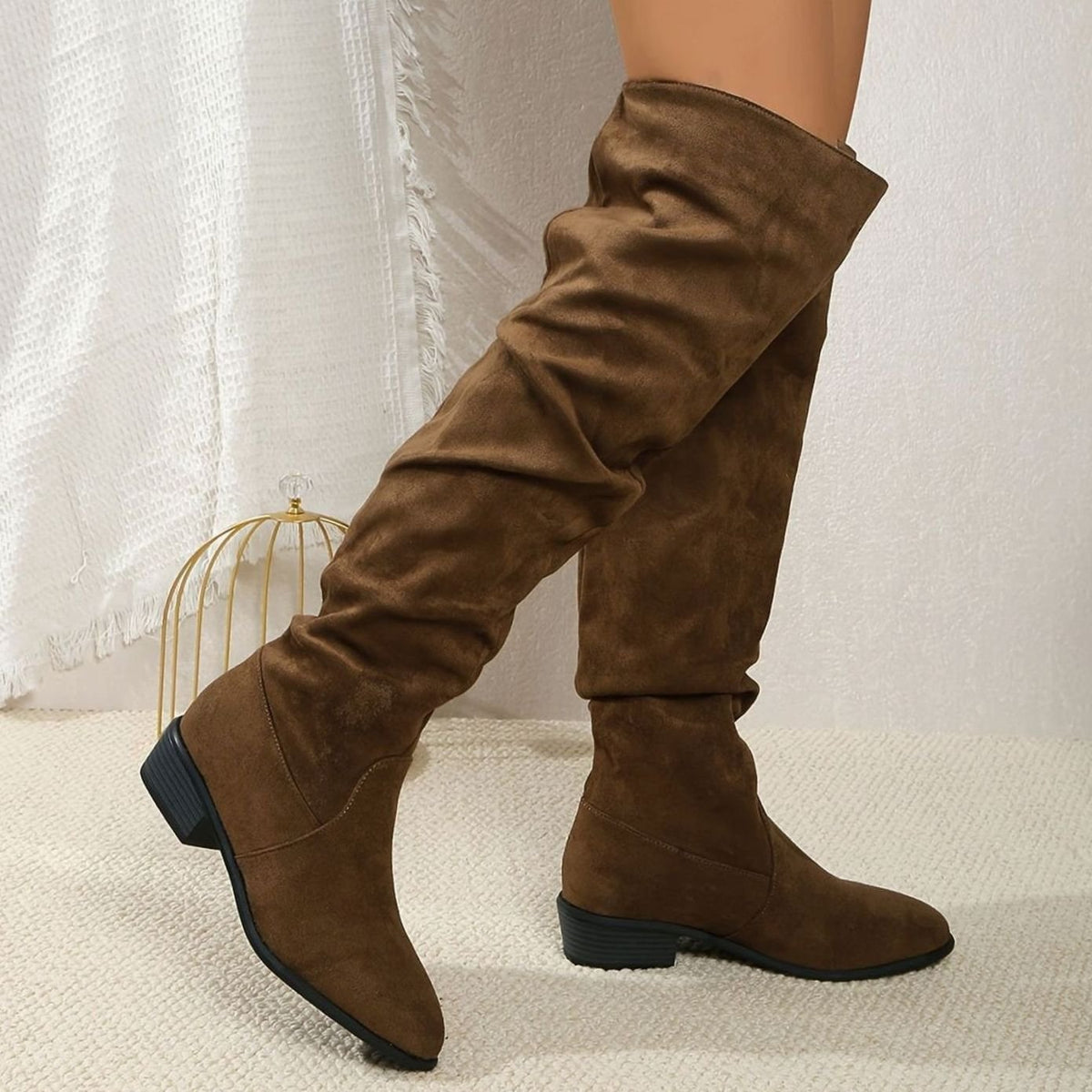 Slouch over-the-knee boots in black, gray or khaki for women
