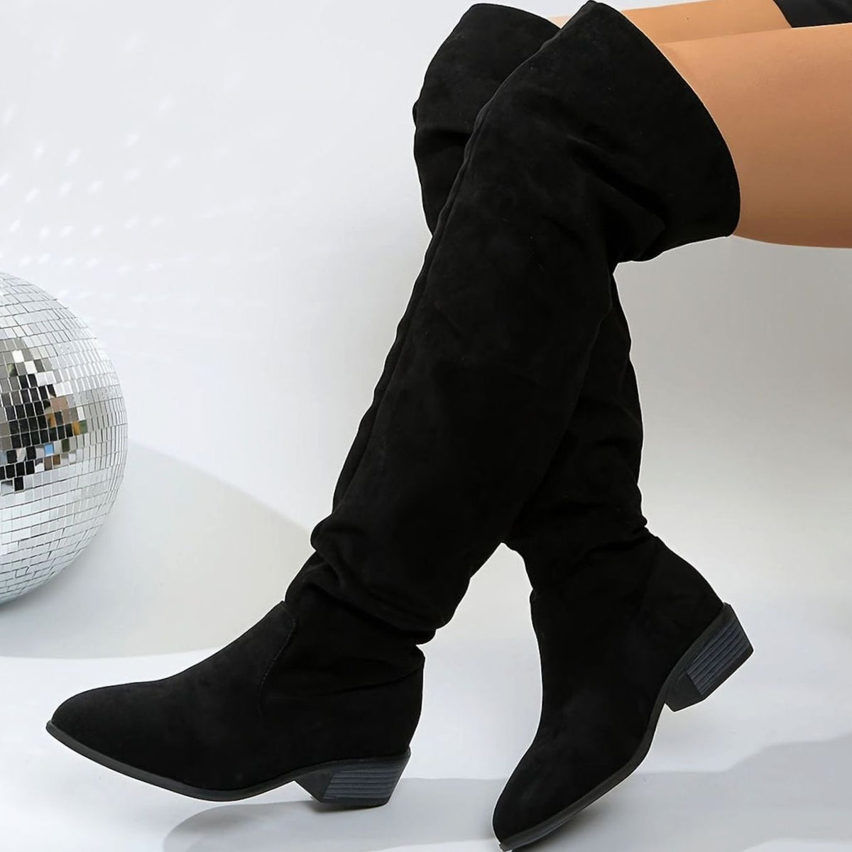 Slouch over-the-knee boots in black, gray or khaki for women