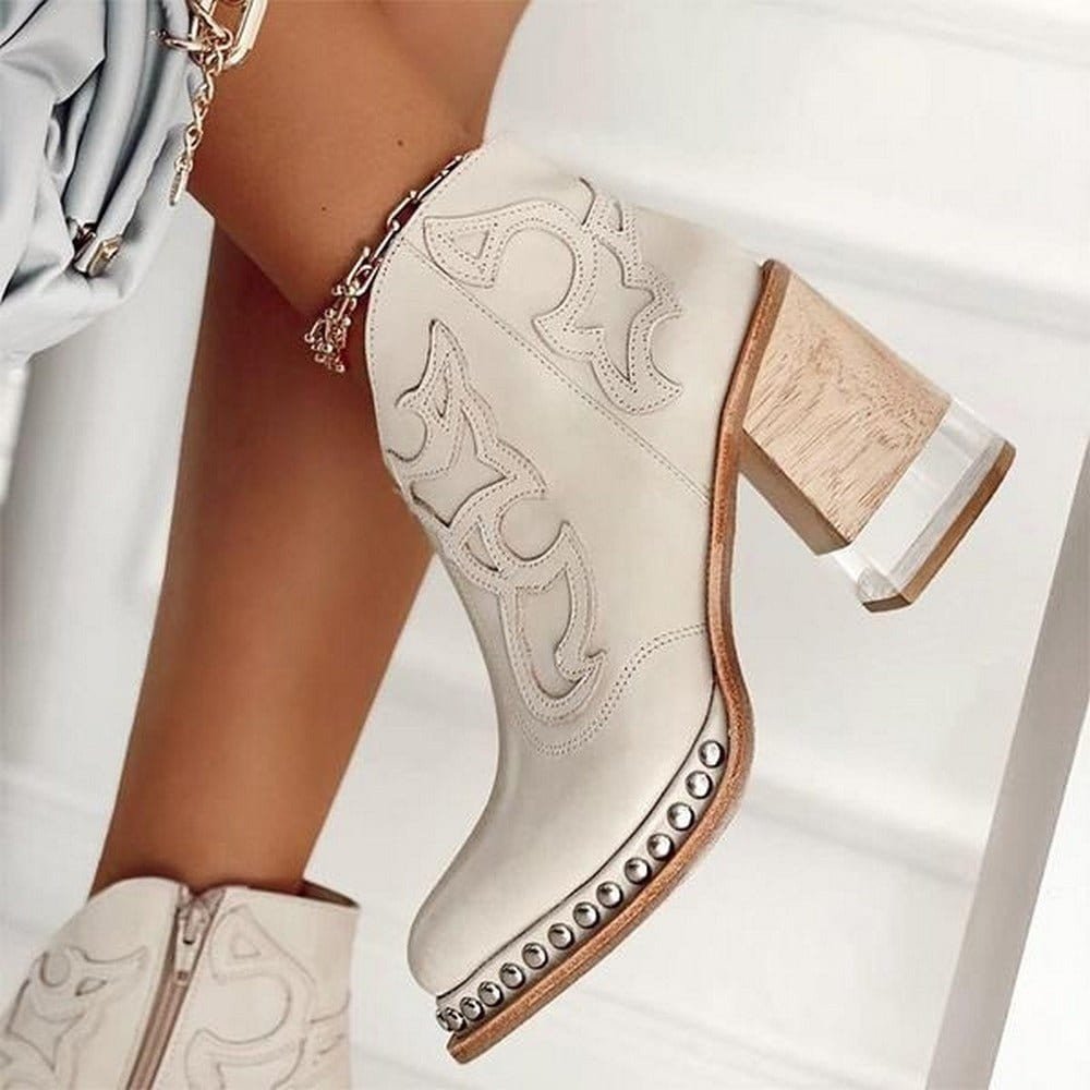 Studded ankle cowboy boots for women