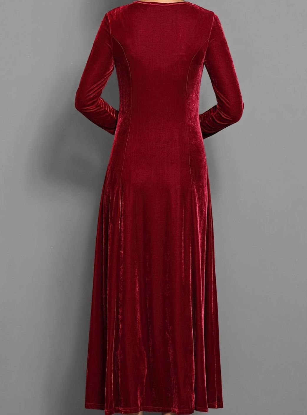 Long-sleeve velvet maxi dress for women