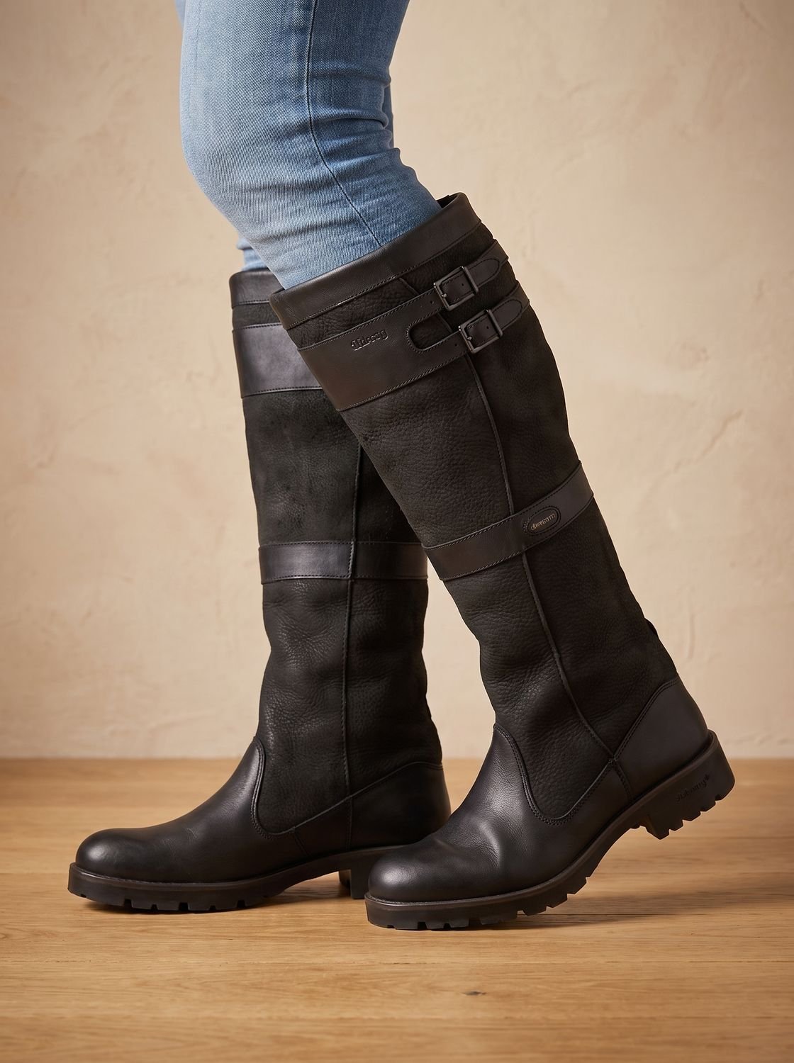 Knee-high country boots in coffee, black or brown for women