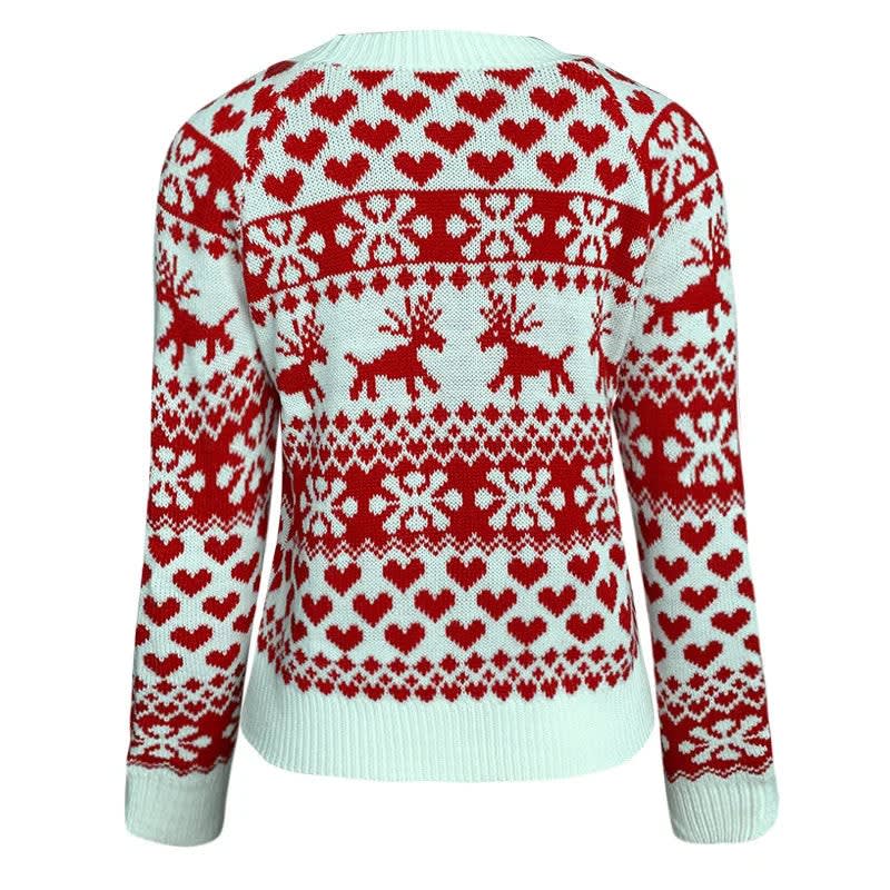 Fair Isle Christmas sweater in red and white for women