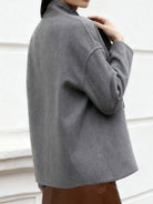 Cropped stand collar pea coat for women