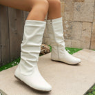 Ruched mid-calf slouch boots for women