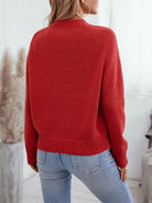 Red Christmas sweater with tree print for women