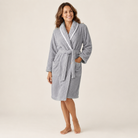 Shawl collar plush fleece robe for women